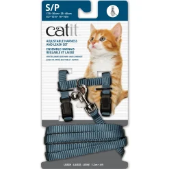 Adjustable Nylon Cat Harness & Leash Set Assorted Colours