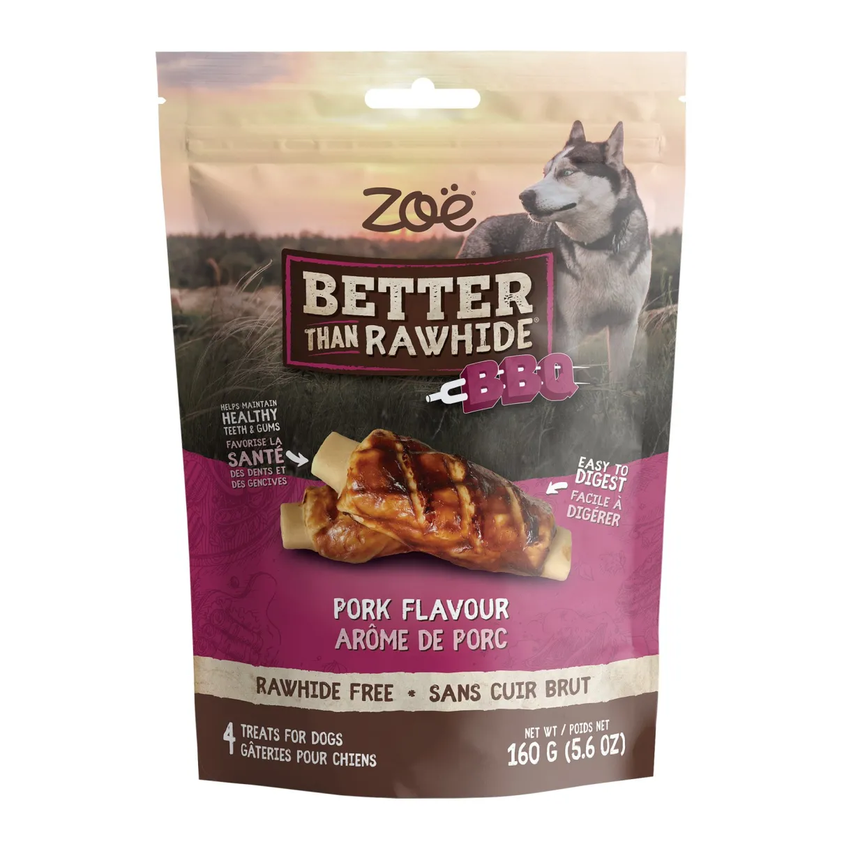 Better Than Rawhide BBQ Rib Pork Flavour 4 pack