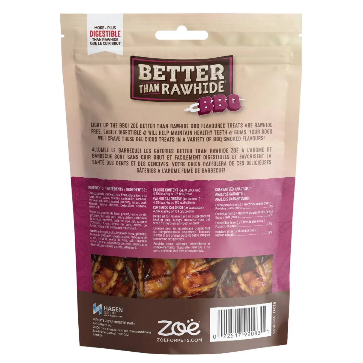 Better Than Rawhide BBQ Rib Pork Flavour 4 pack