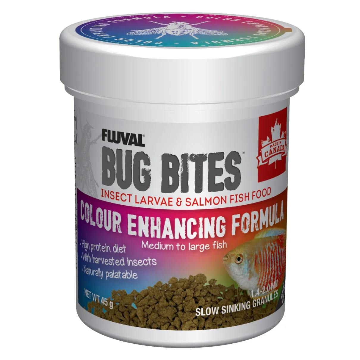 Bug Bites Colour Enhancing Formula Medium to Large Fish 1.4-2.0mm granules - 45g (1.6oz)