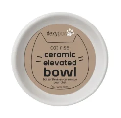 Dexypaws Ceramic Elevated Cat Bowl White