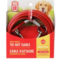 Dog Tether Tie-out Cable Red Large 9m (30')