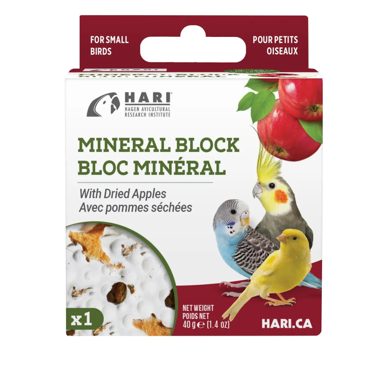 HARI Mineral Block for Small Birds Dried Apple 40g 1 pack