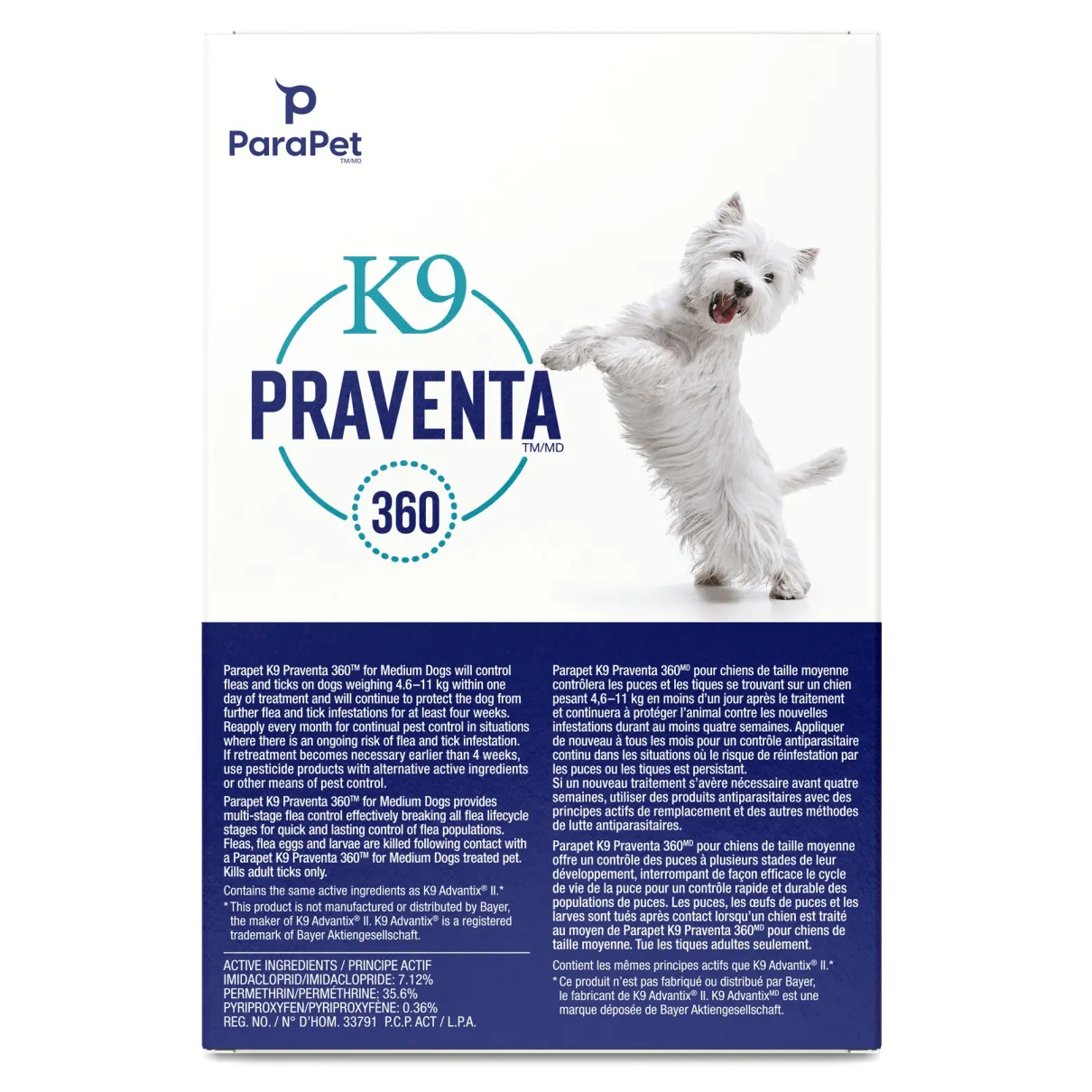 K9 Praventa 360 Flea & Tick Treatment - Medium Dogs 4.6 kg to 11 kg - 1 Tube
