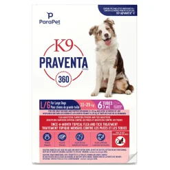 K9 Praventa 360 Flea & Tick Treatment - Large Dogs 11 kg to 25 kg - 6 Tubes