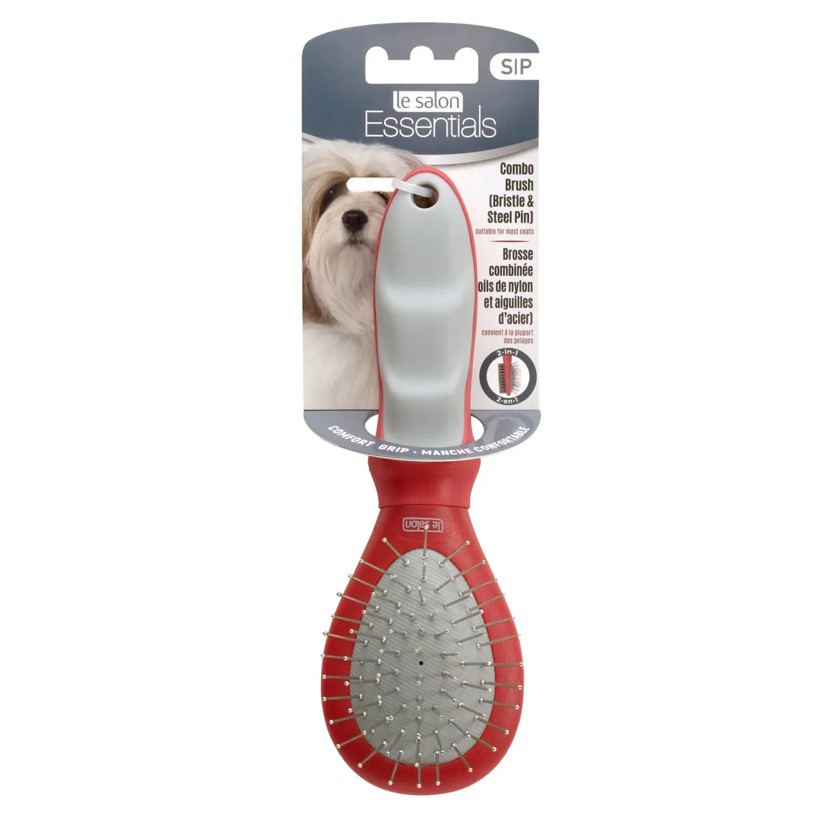LeSalon Essentials Dog Bristle/Steel Pin Combo Brush - Small