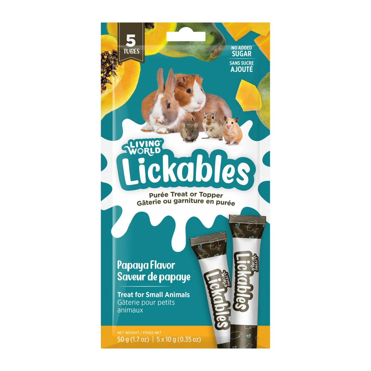 Living World Lickables Small Animal Treat Papaya Flavour 5 Tubes