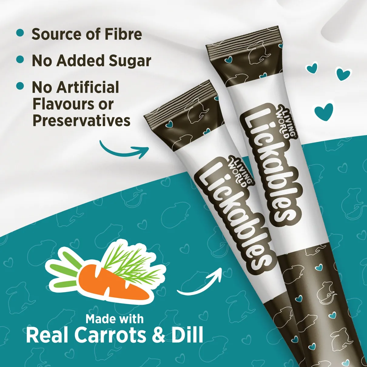 Living World Lickables Small Animal Treat Carrot & Dill Flavour 5 Tubes