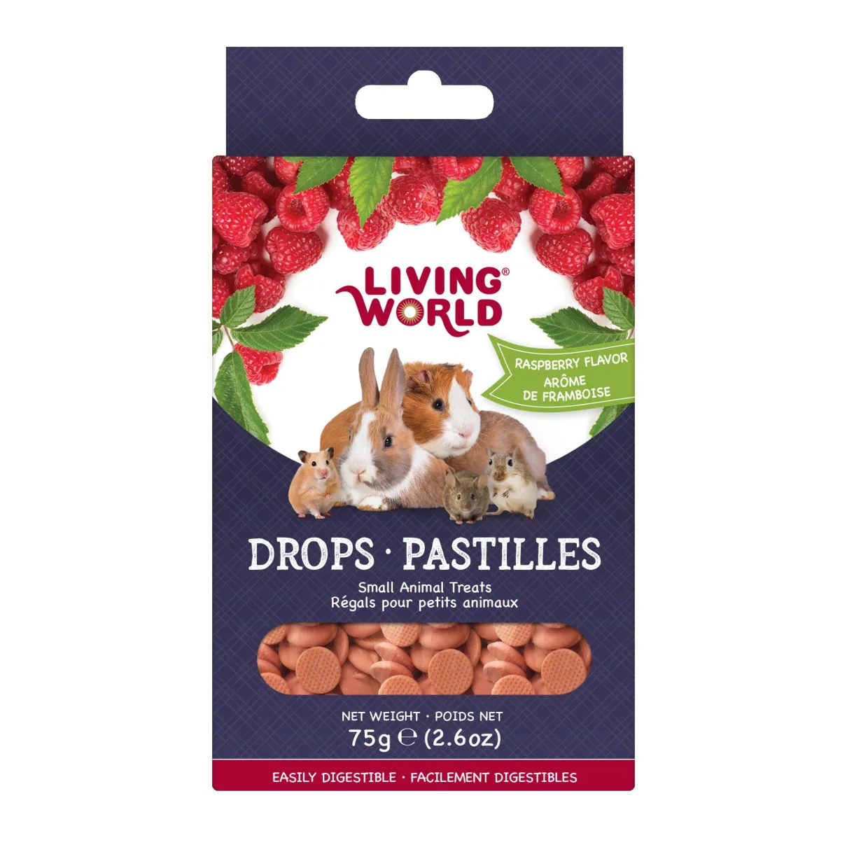 Living World Small Animal Drops Raspberry Flavour 75g (2.6oz)