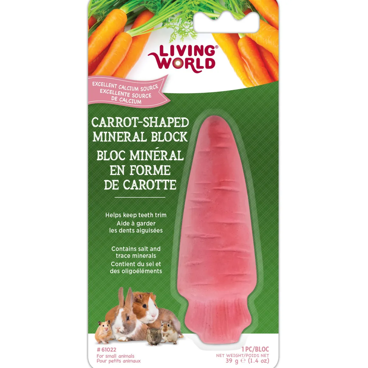 Living World Small Animal Mineral Stone - Carrot Shape 55 g (2 oz)