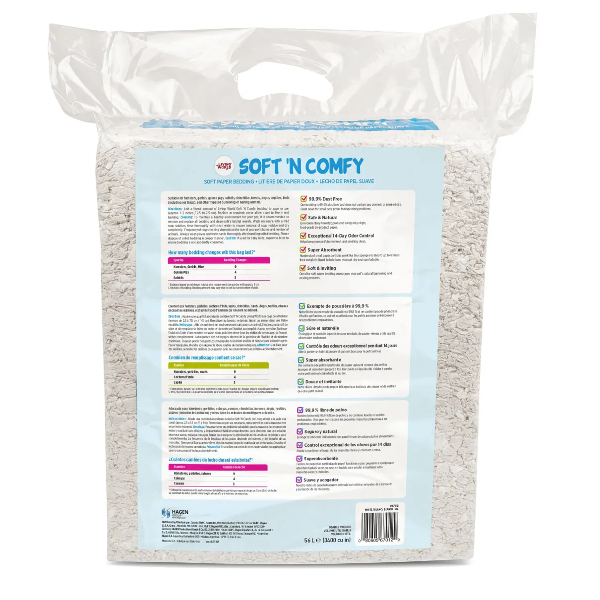 Living World Soft 'N Comfy Paper Bedding - 56 L (3400 cu in) - White