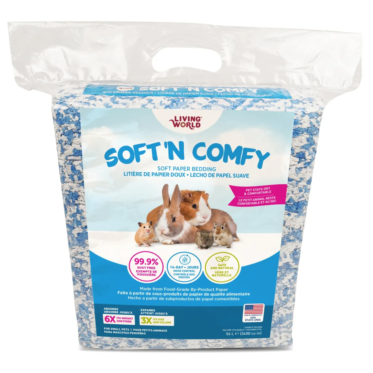 Living World Soft 'N Comfy Paper Bedding - 56 L (3400 cu in) - Bi-Colour