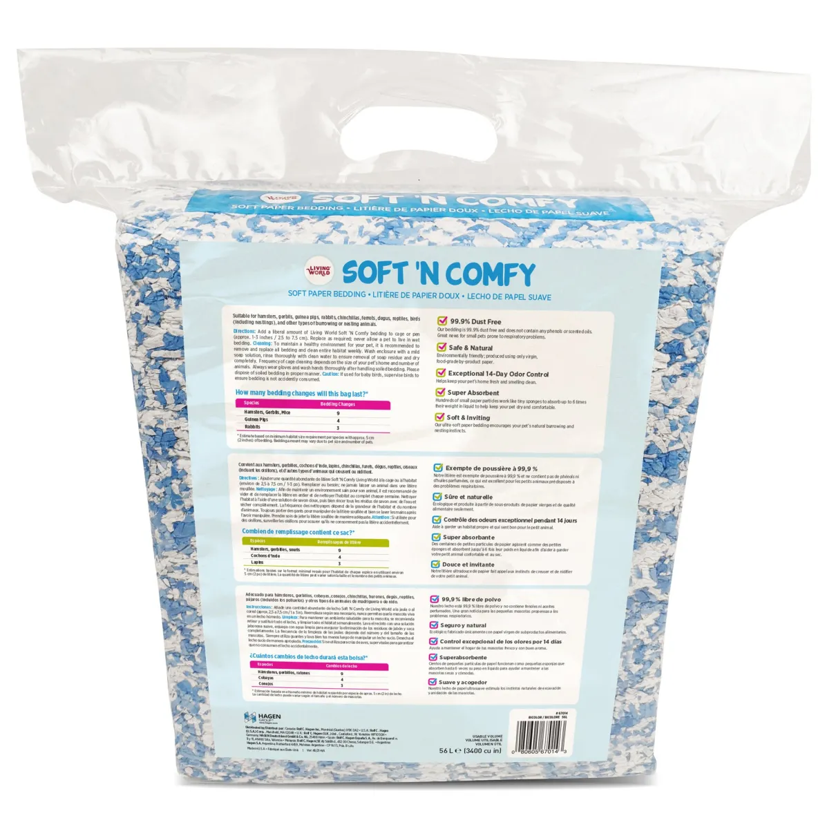 Living World Soft 'N Comfy Paper Bedding - 56 L (3400 cu in) - Bi-Colour