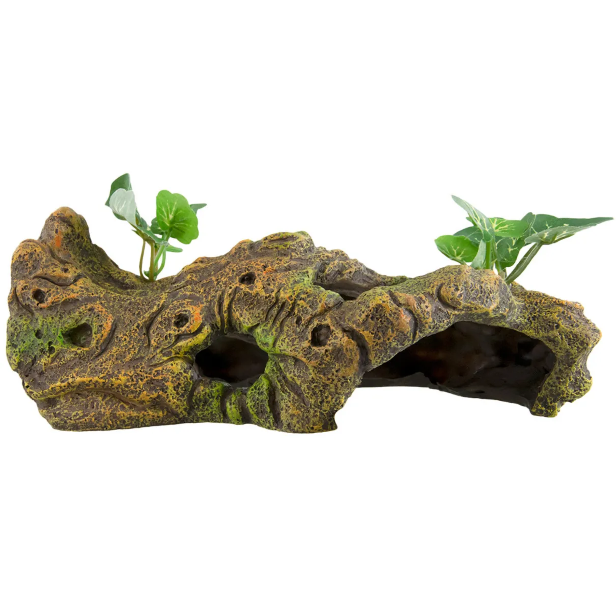 Log with Plants 9"x4"x4"