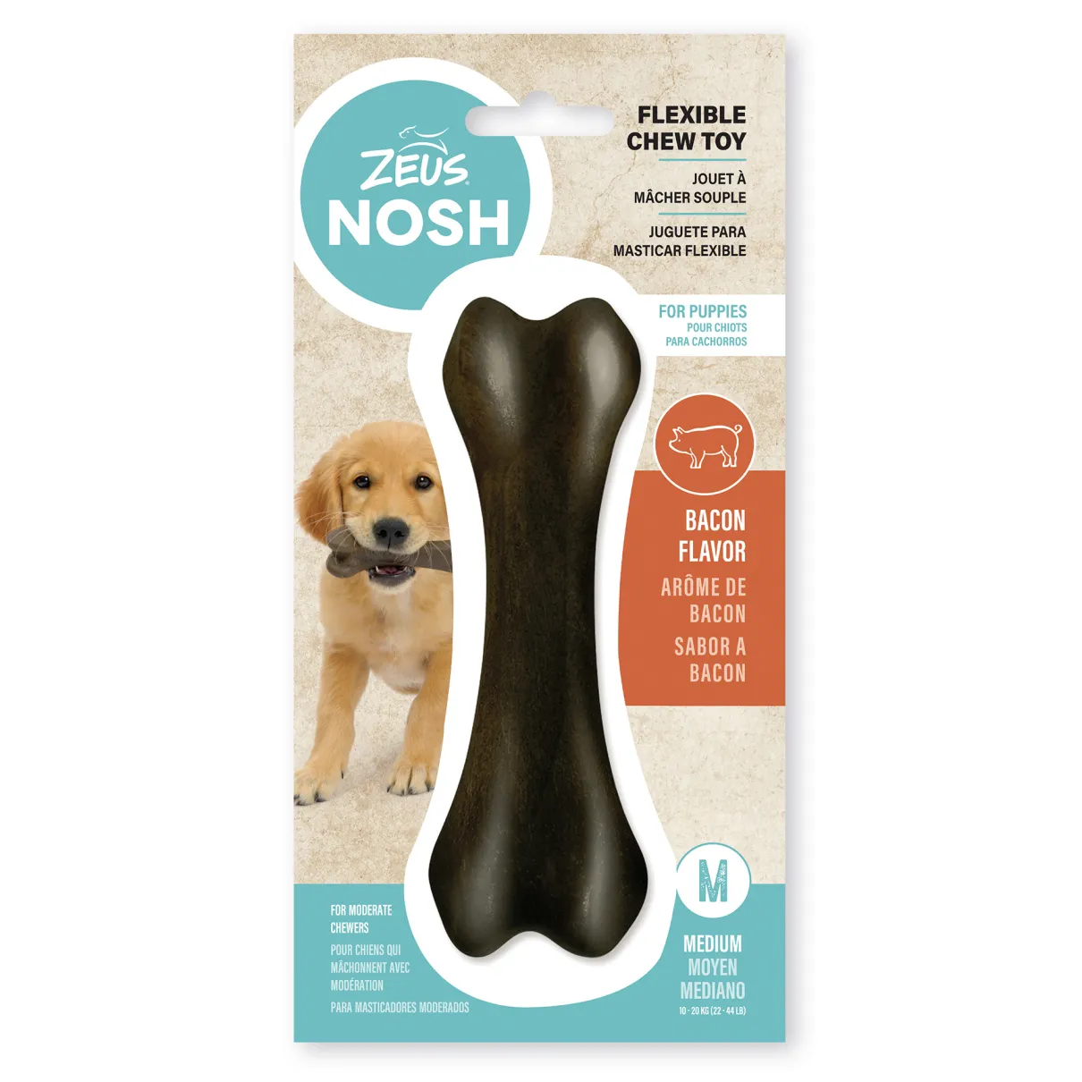 Nosh Flexible Chew Bone Bacon Flavor Medium