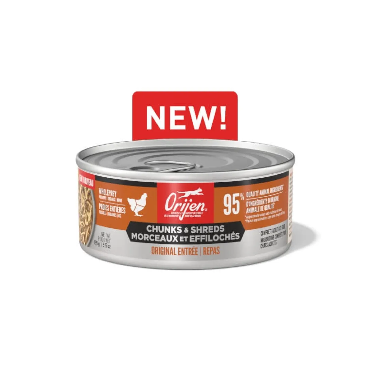 ORIJEN Chunks & Shreds Original Entrée Wet Cat Food 155g