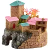 Pink & Green Roof Castle Aquarium Ornament