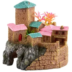 Pink & Green Roof Castle Aquarium Ornament