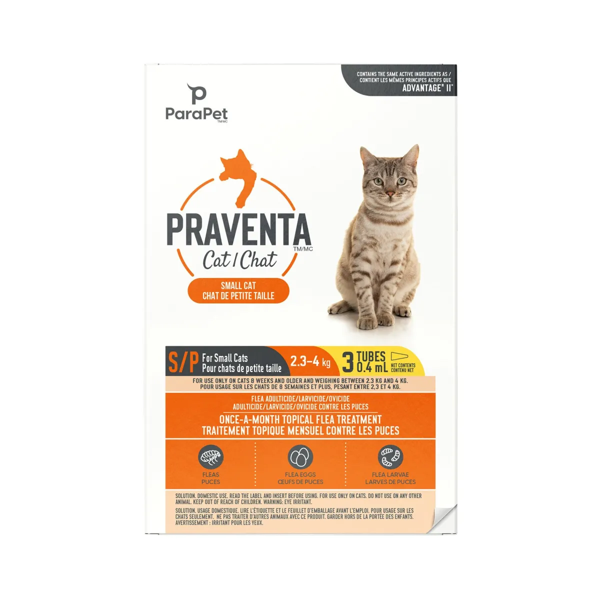 Praventa Flea Treatment - Small Cats 2.3 kg to 4 kg - 3 Tubes