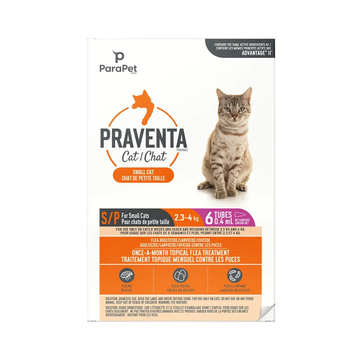 Praventa Flea Treatment - Small Cats 2.3 kg to 4 kg - 6 Tubes