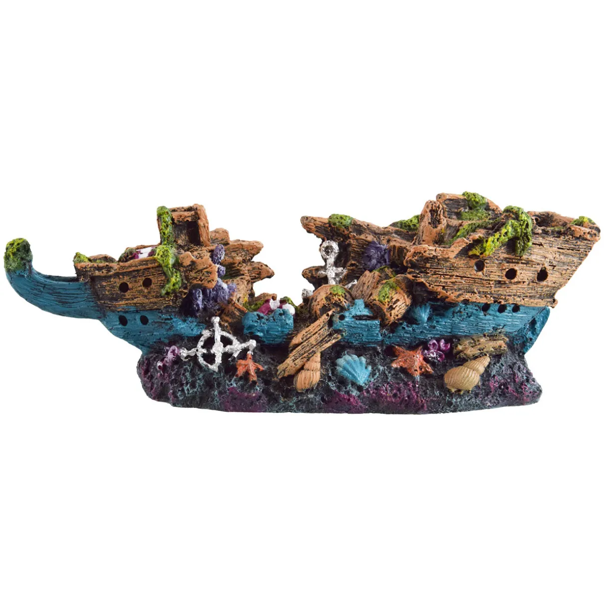 Split Shipwreck Aquarium Ornament