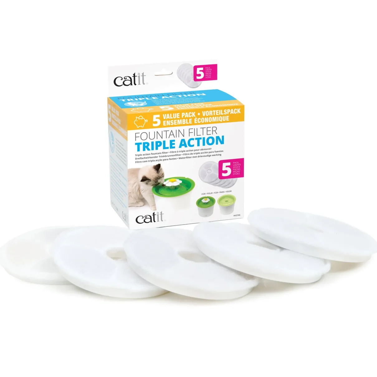 Triple Action Fountain Filter 5 Pack